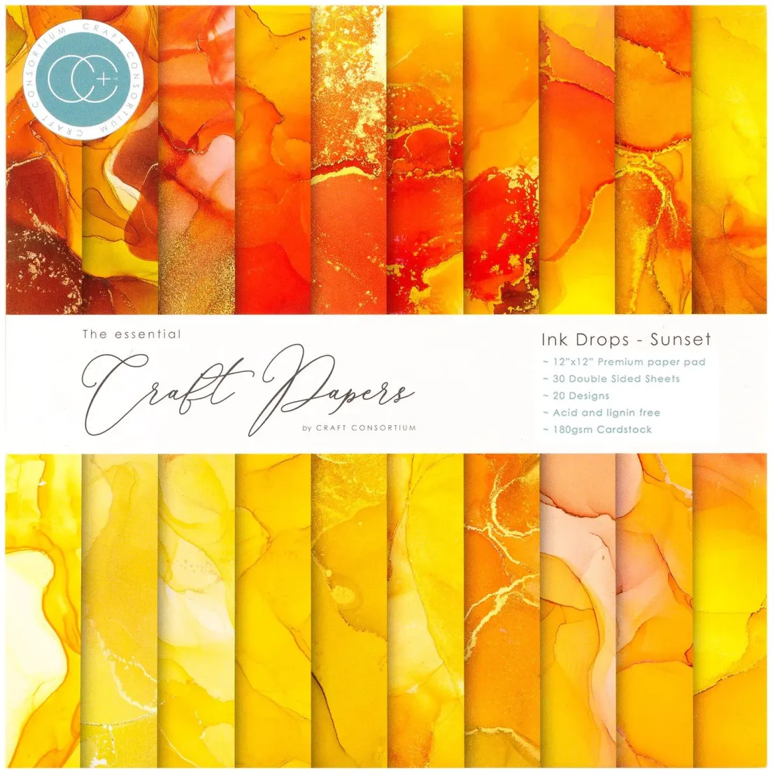 Craft Consortium Paper Pad Ink Drops Sunset 30 Φύλλα
