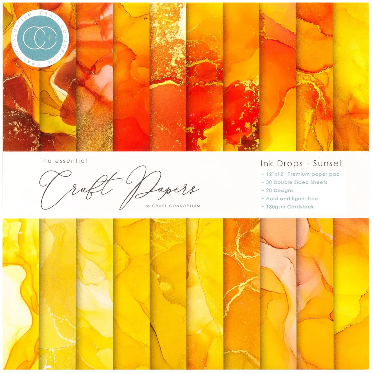 Craft Consortium Paper Pad Ink Drops Sunset 30 Φύλλα