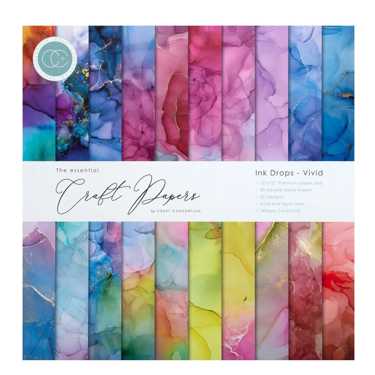 Craft Consortium Paper Pad Ink Drops Vivid 30 φύλλα