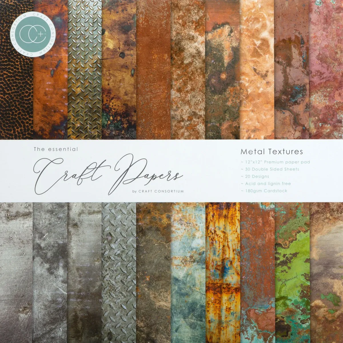 Craft Consortium Paper Pad Metal Textures 30 φύλλα