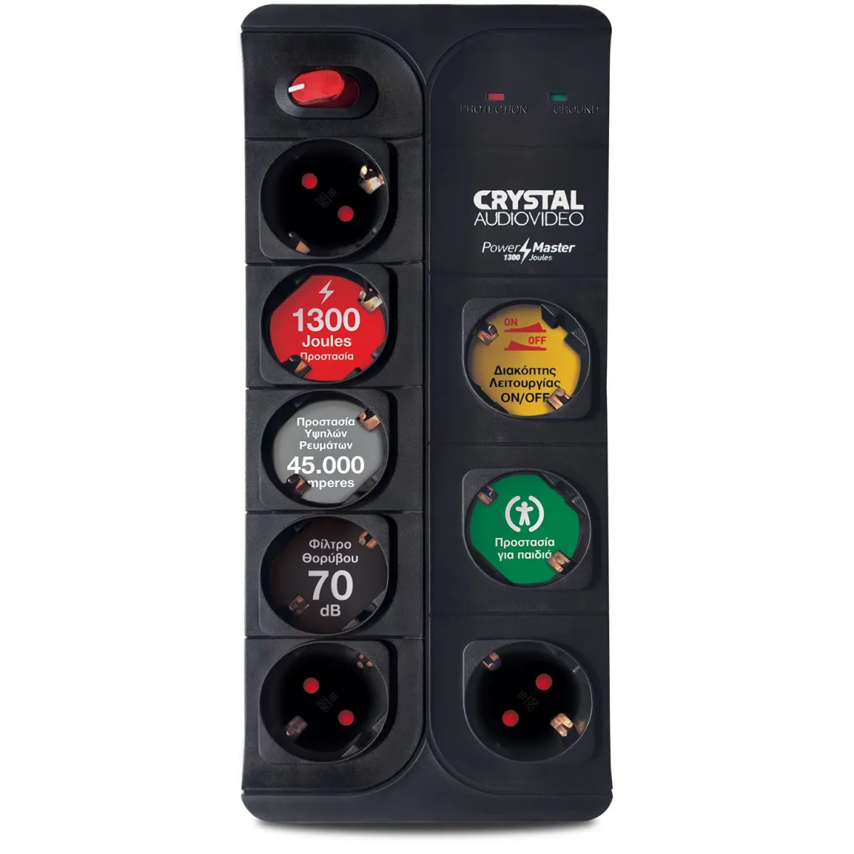 Crystal Audio Πολυπριζο Ασφάλειας 8απλό