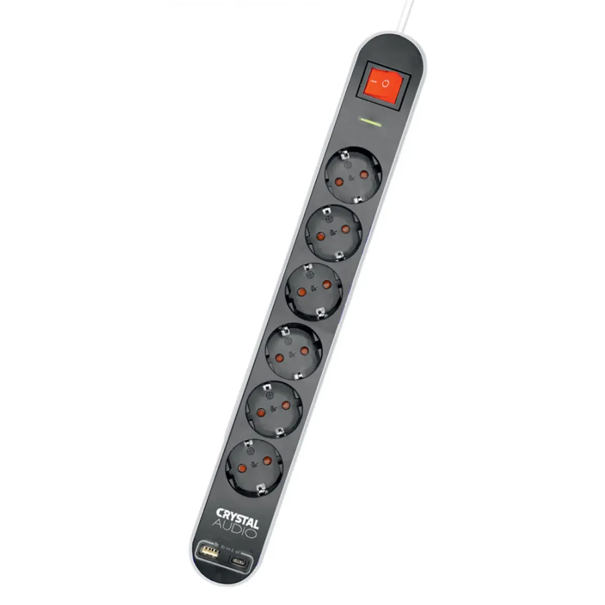 Crystal Audio Πολύπριζο Elegance 6 Θέσεων Σούκο USB A+C
