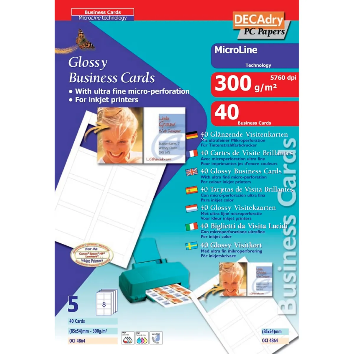 Decadry Επαγ. Κάρτες Glossy 300gsm 40τεμ.