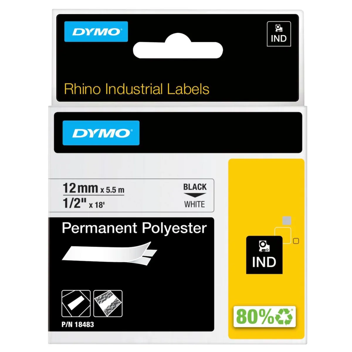 Dymo Κασέτα Ετικετογράφου 12mm x 5.5m Rhino