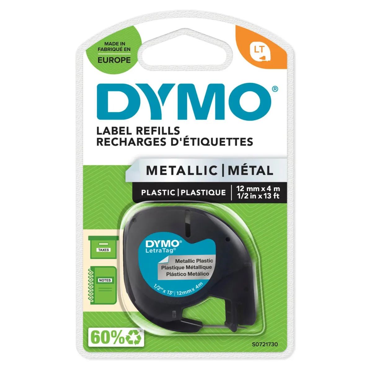 Dymo Κασέτα Ετικετογράφου Μεταλλική 12mmX4m Letratag