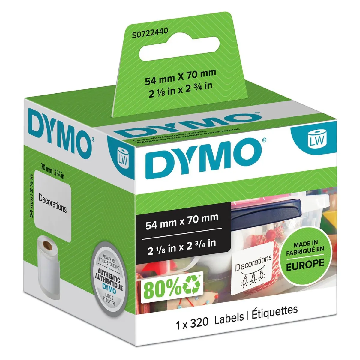 Dymo Ετικέτες Ετικετογράφου Δισκετών 70Χ54mm