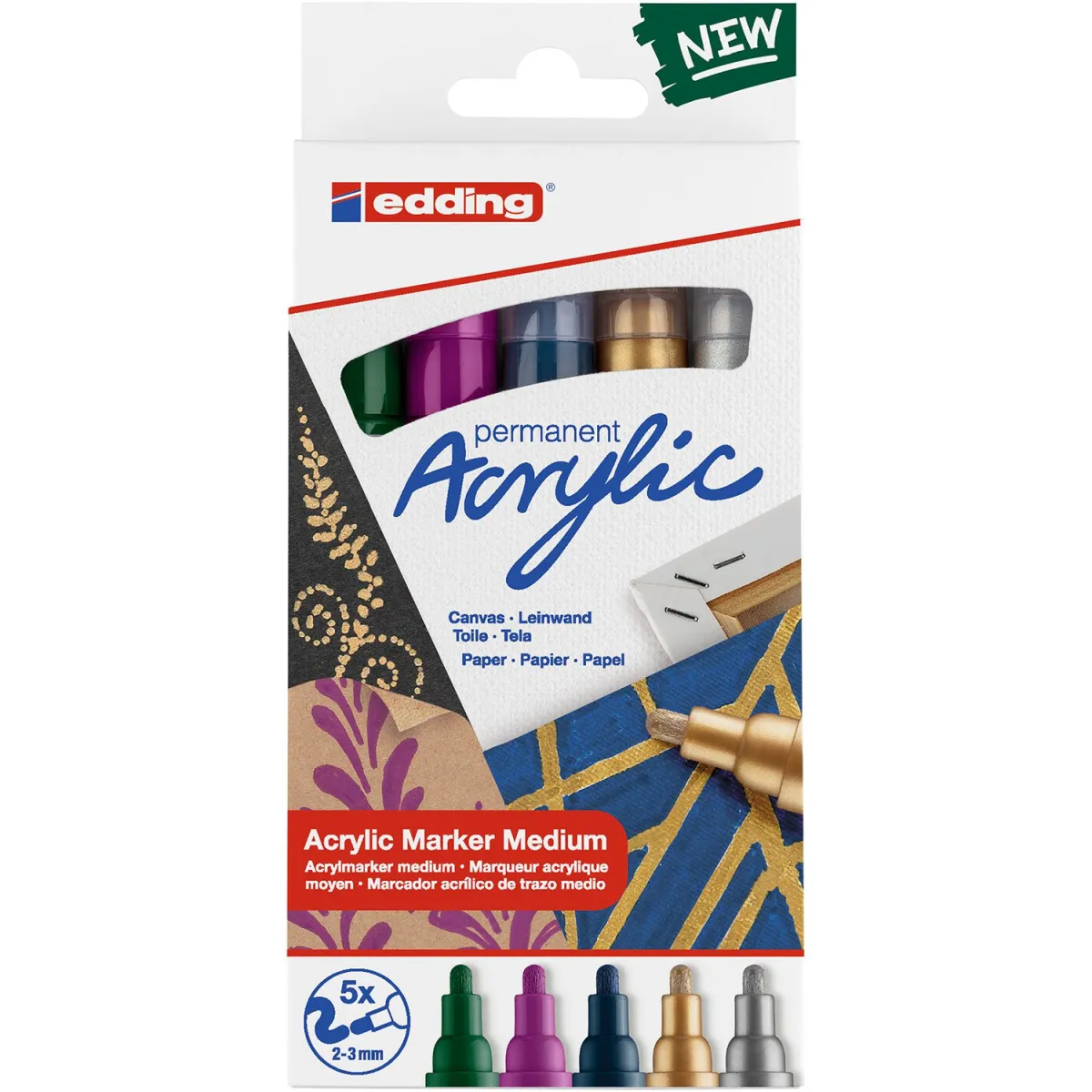 Edding Μαρκαδόροι Ζωγραφικής Metallic Acrylic 5100 5τεμ.