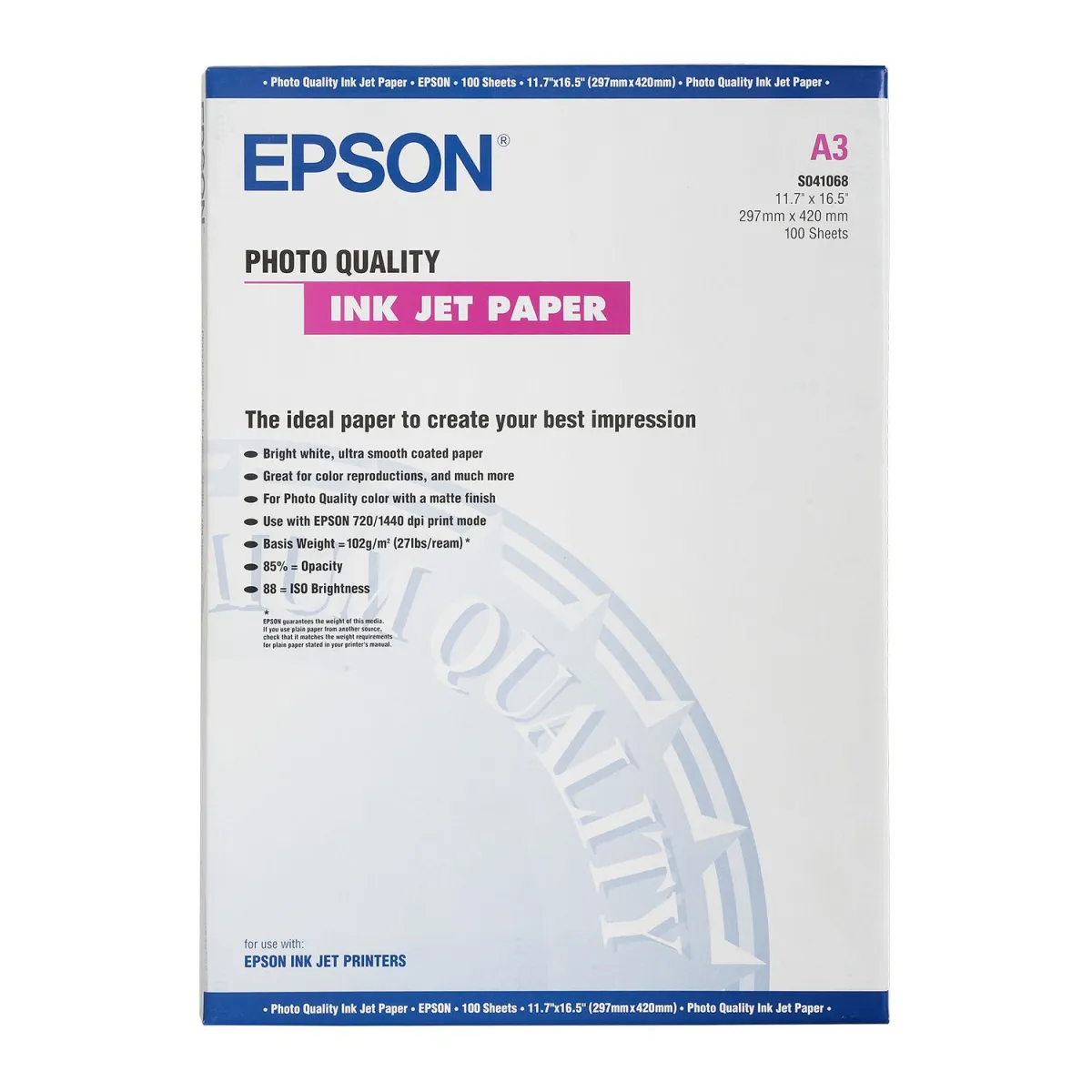 Epson Χαρτί Φωτογρ. A3/100 φύλλα 102 gr