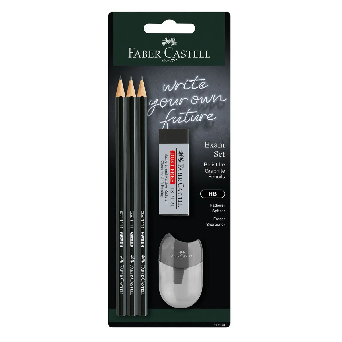 Faber Castell Μολύβια 1111 HB 3τεμ. & Γόμα Dust Free & Ξύστρα Apple