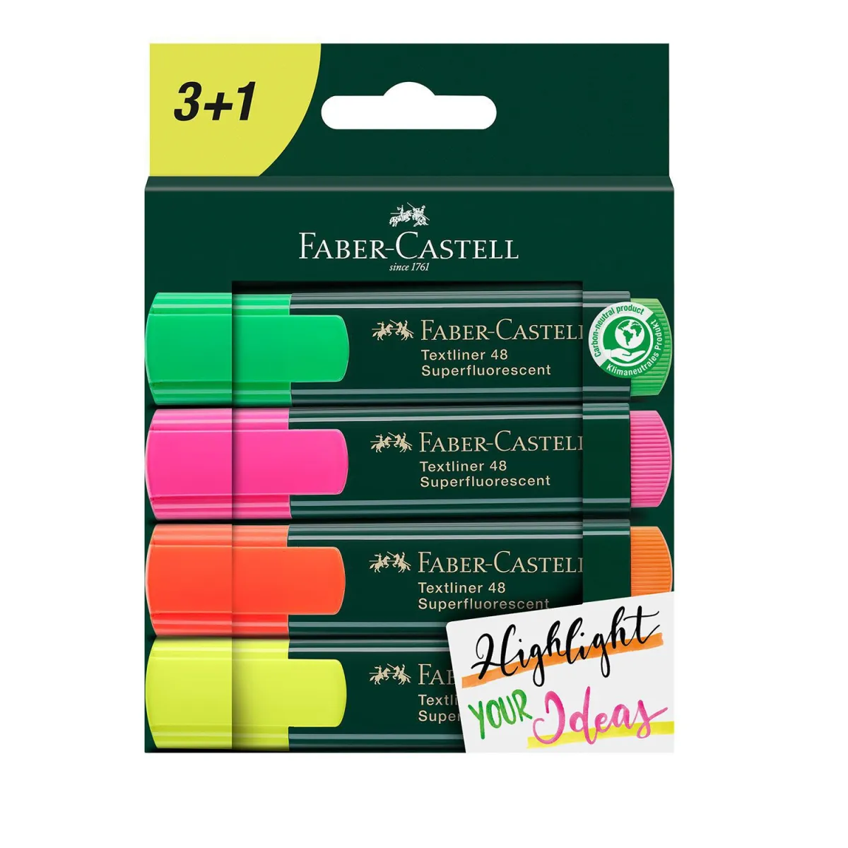 Faber Castell Μαρκαδόροι Υπογράμμισης 1548 3+1τεμ.