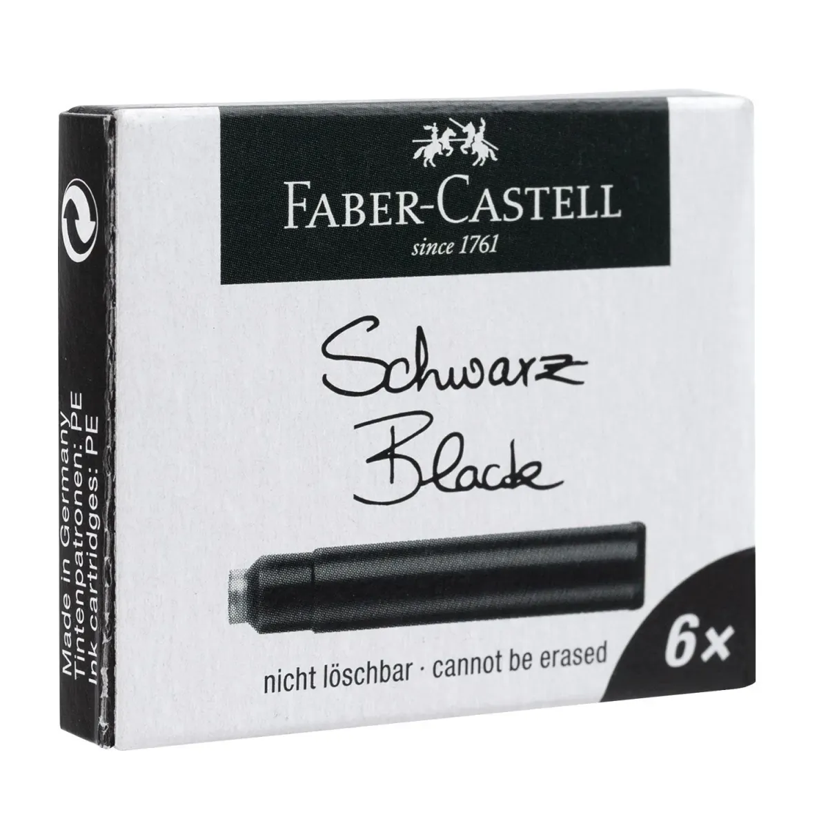 Faber Castell Ανταλλακτικό Μελάνι Πένας Μαύρο 6τεμ.