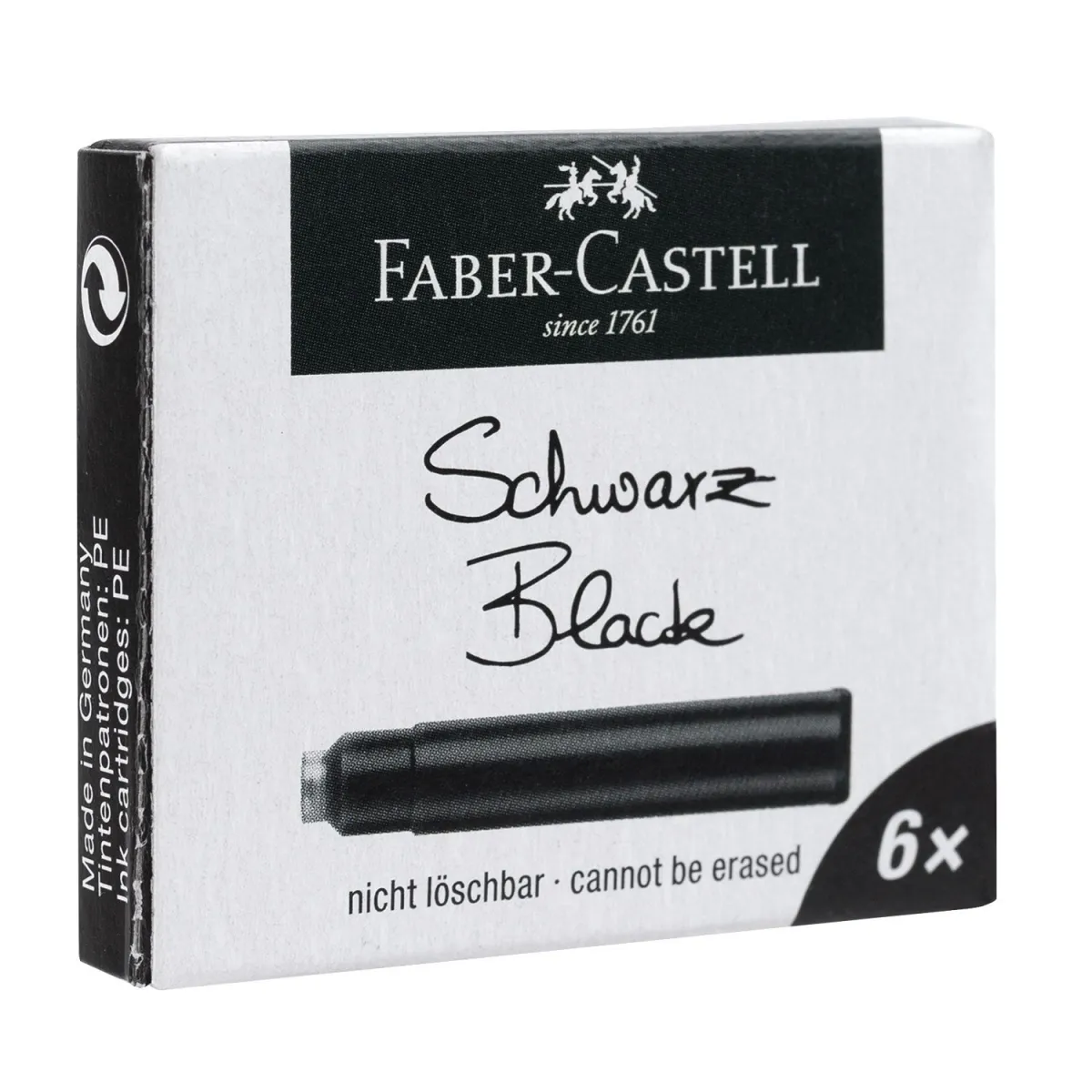 Faber Castell Ανταλλακτικό Μελάνι Πένας Μαύρο 6τεμ.