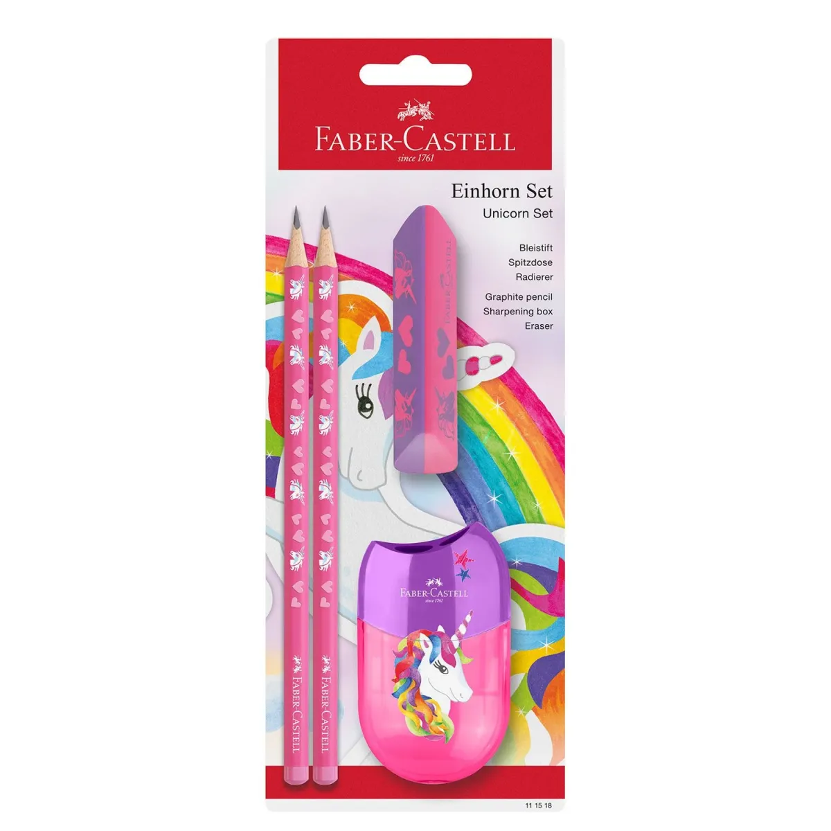 Faber Castell Μολύβια Apple 2τεμ & Γόμα & Ξύστρα Μονόκερος