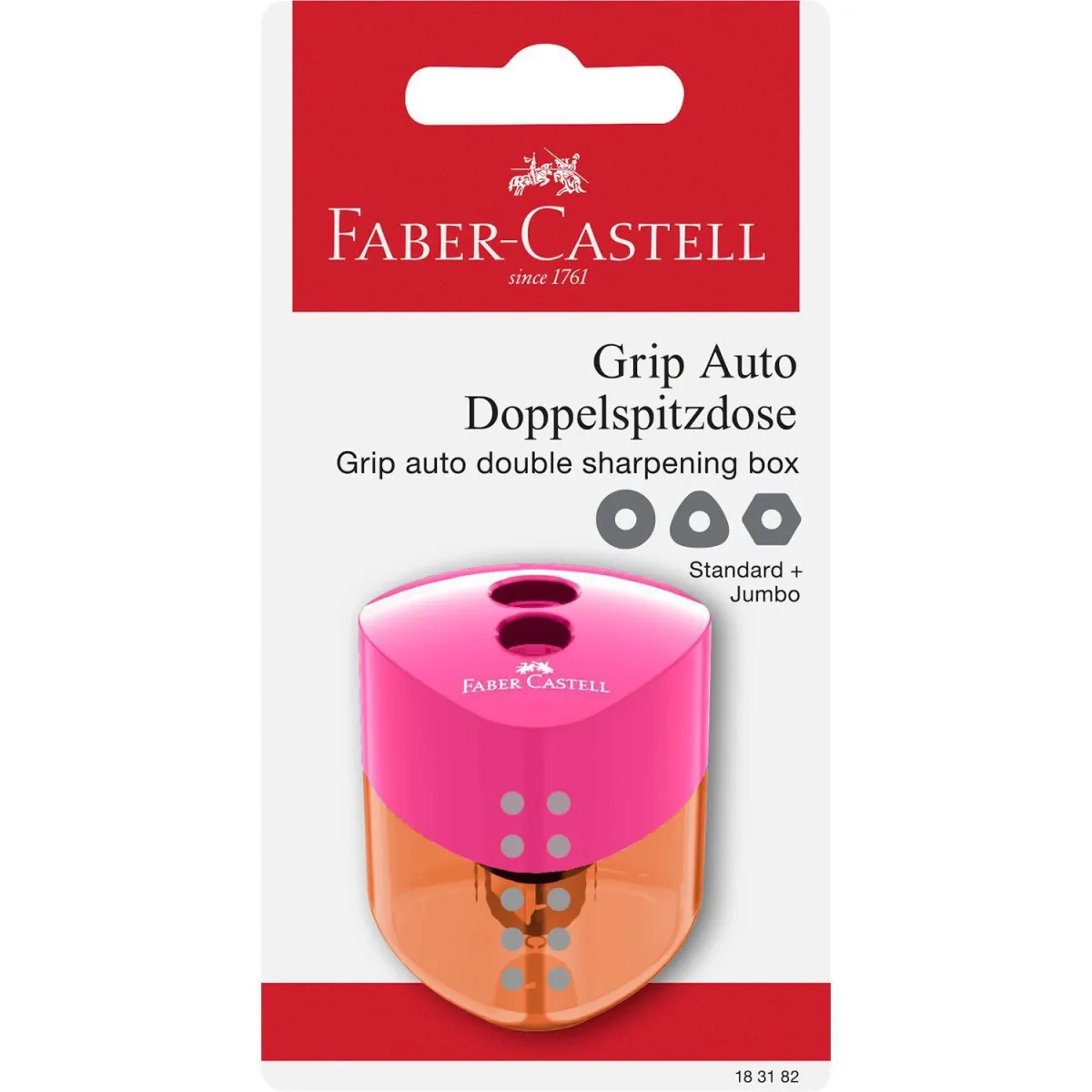 Faber Castell Ξύστρα Πλαστική Διπλή Auto Ρόζ