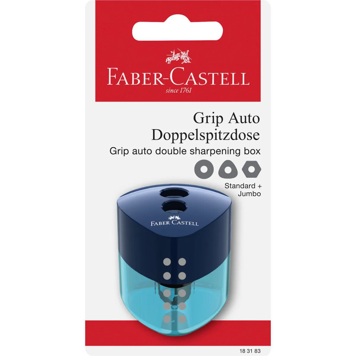Faber Castell Ξύστρα Πλαστική Διπλή Auto Μπλέ