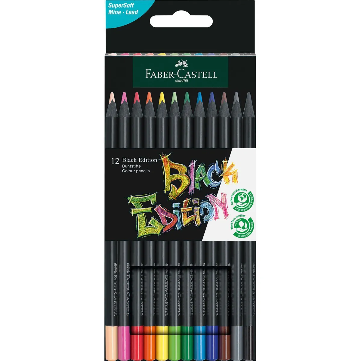 Faber Castell Μολύβια Χρωματιστά Black Edition 12τεμ.
