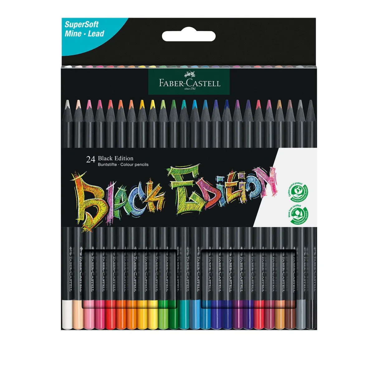 Faber Castell Μολύβια Χρωματιστα Black Edition 24τεμ.