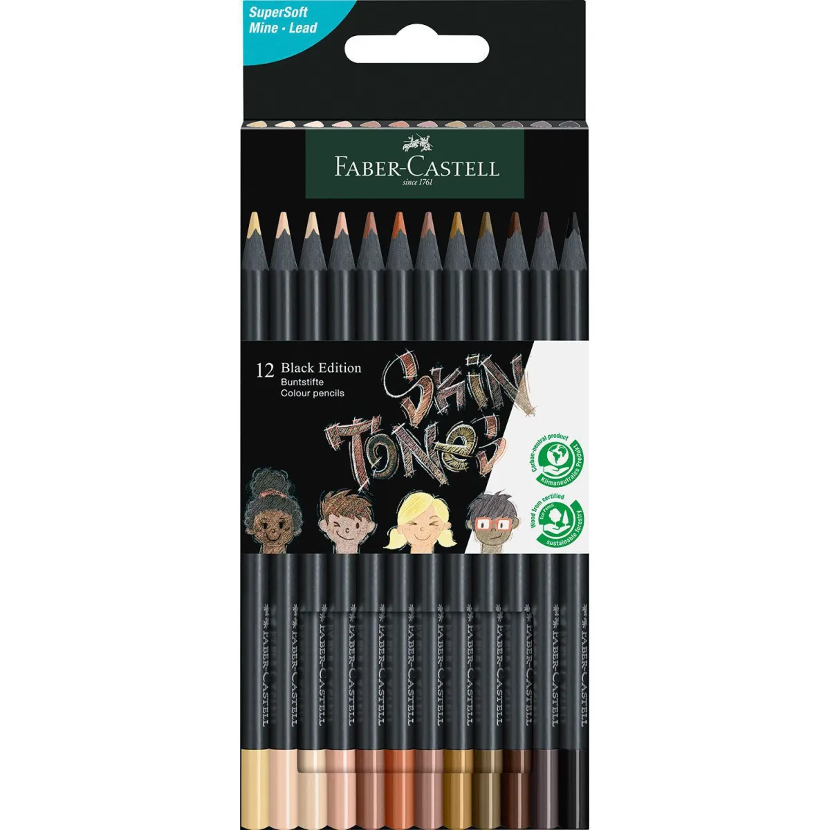Faber Castell Μολύβια Χρωματιστά Black Edition Skintones 12τεμ.