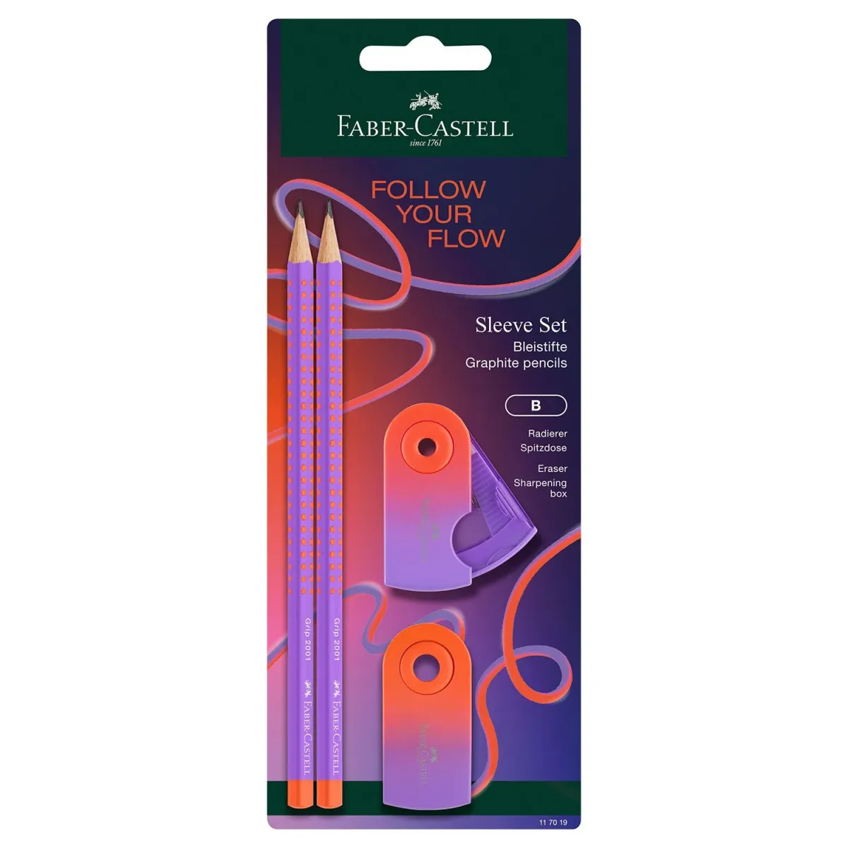 Faber Castell Μολύβια Grip Flow Edition Punchy Melon 2τεμ & Γόμα mini & Ξύστρα mini