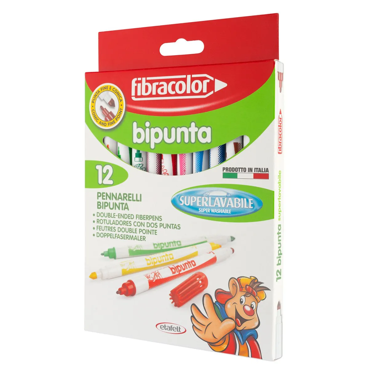 Fibracolor Μαρκαδόροι Λεπτοί  Με Διπλή Μύτη Bipunta  12τεμ.