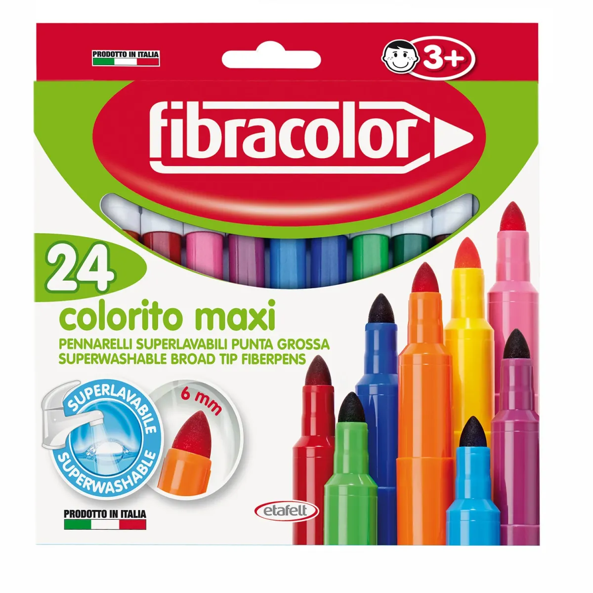 Fibracolor Μαρκαδόροι Ζωγραφικής Colorito Maxi Superwashable 24τεμ.