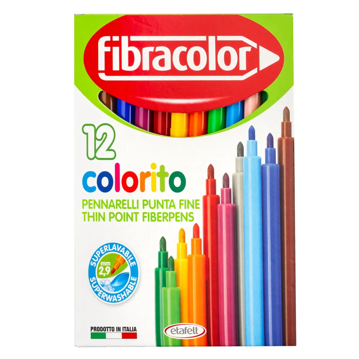 Fibracolor Μαρκαδόροι Ζωγραφικής Λεπτοί Colorito Superwashable 12τεμ.