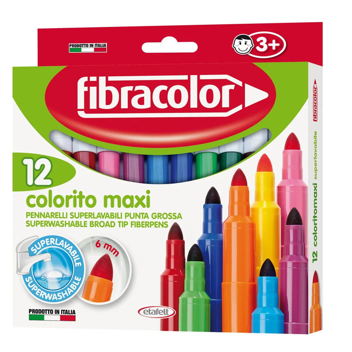Fibracolor Μαρκαδόροι Ζωγραφικής Maxi Superwashable 12τεμ.