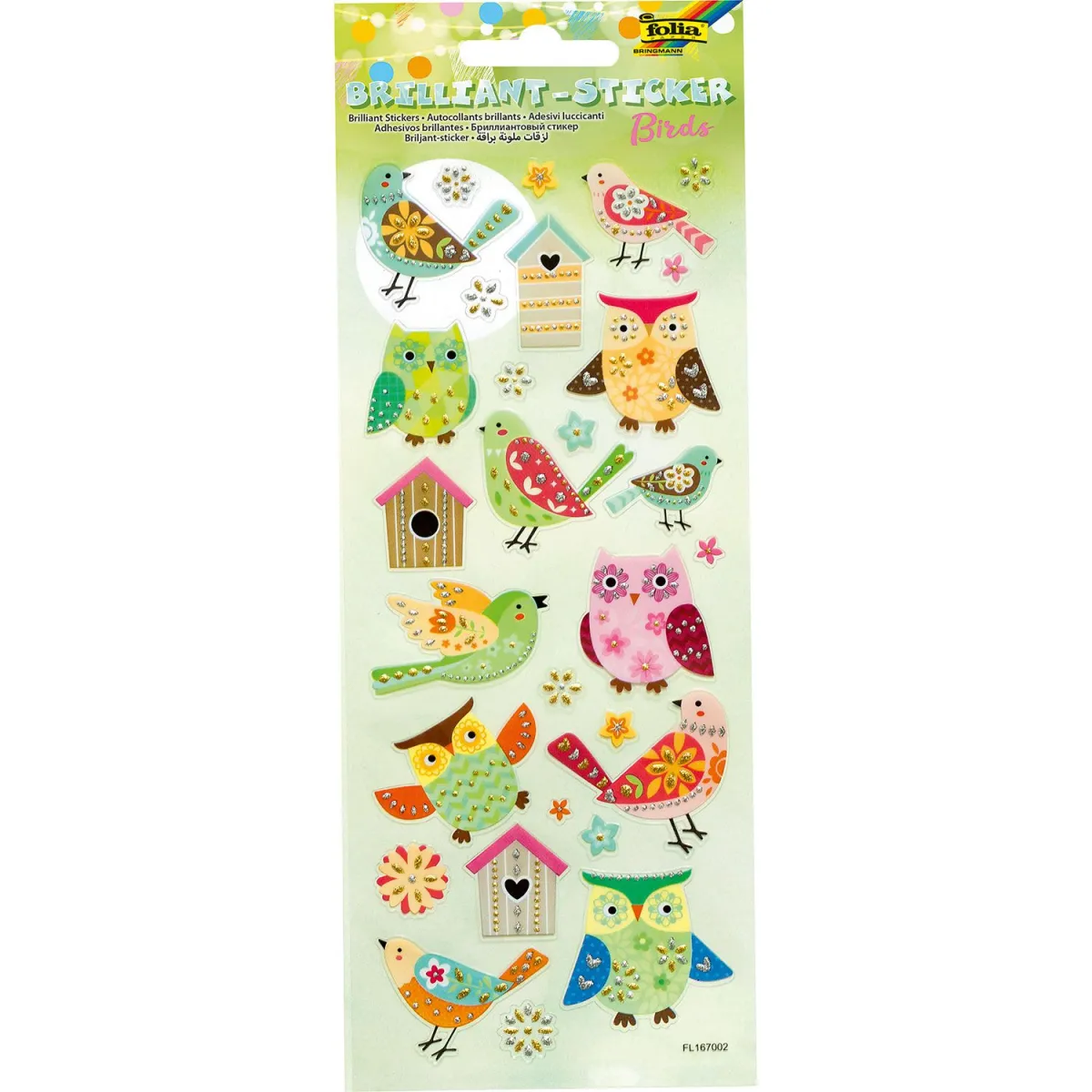 Folia Αυτοκόλλητα Brilliant Party Birds, 28τεμ.