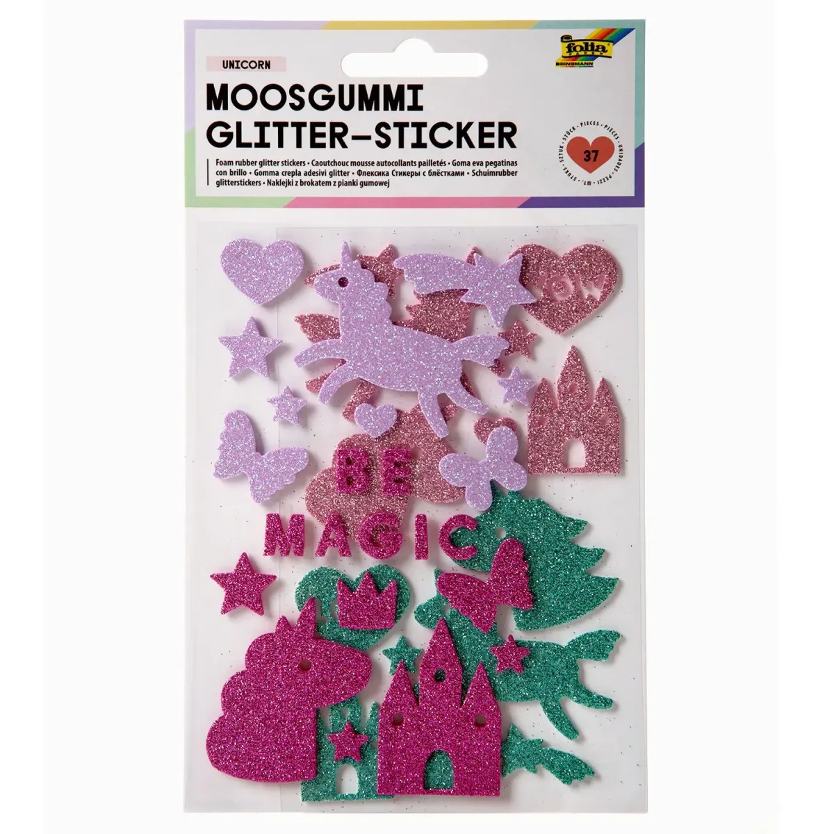 Folia Αυτοκόλλητα Αφρώδη με Glitter Unicorn 37τεμ.