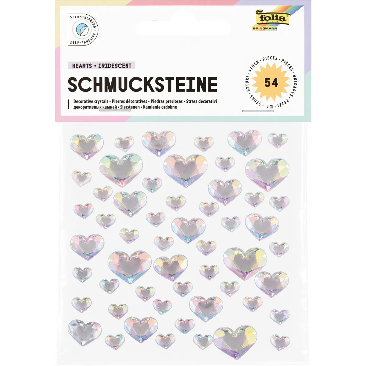 Folia Αυτοκόλλητα  Hearts Iridescent 54τεμ.