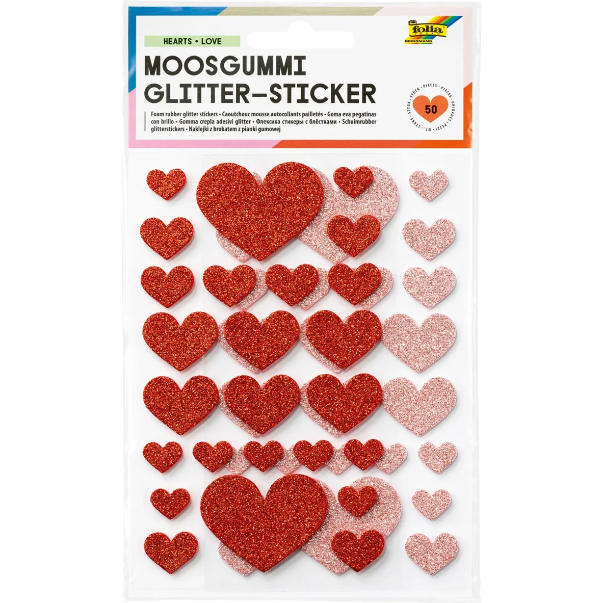 Folia Αυτοκόλλητα Αφρώδη Hearts Love 50τεμ.