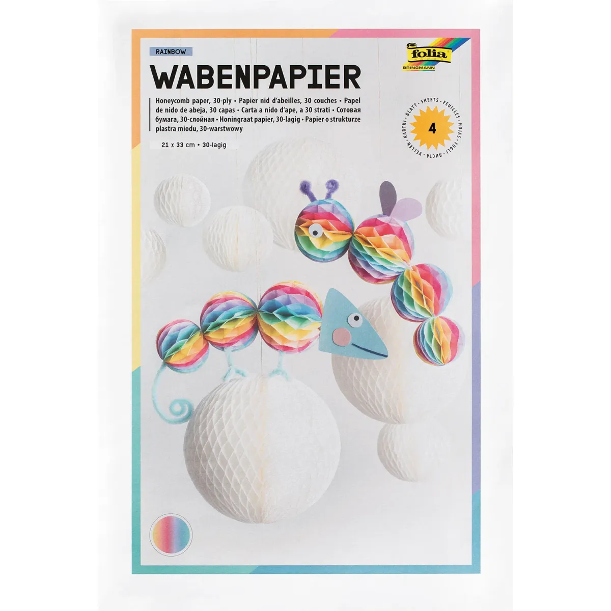 Folia Χαρτιά Χειροτεχνίας Rainbow 21X33cm 4Φύλλα