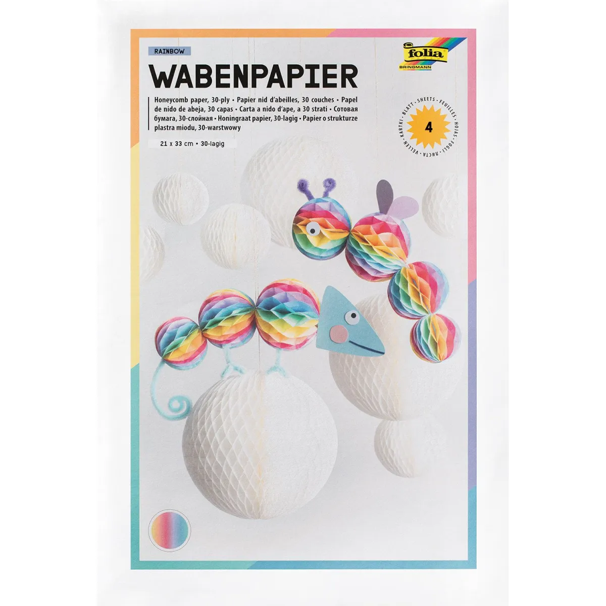 Folia Χαρτια Χειροτεχνιας Rainbow 21X33Cm 4Φύλλα