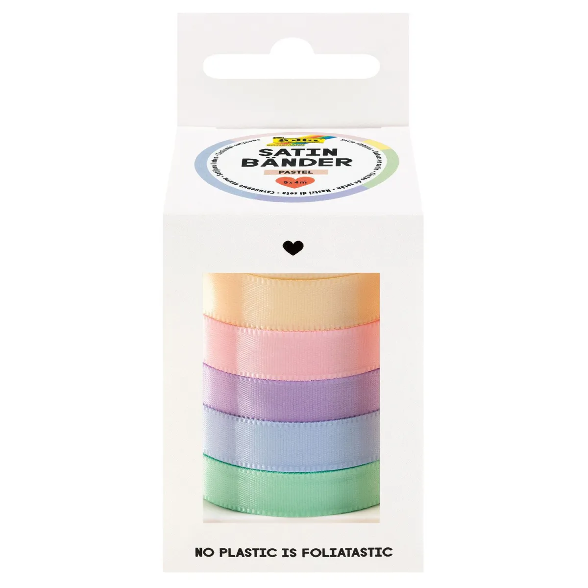 Folia Κορδέλες Satin σε 5 Pastel αποχρώσεις 5*4m