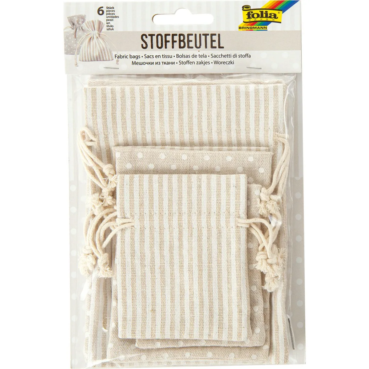 Folia Υφασμάτινο πουγκί Stripes 6τεμ.