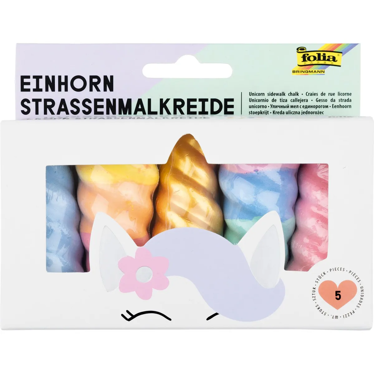 Folia Χρώματα Κιμωλίας Unicorn 5τεμ.