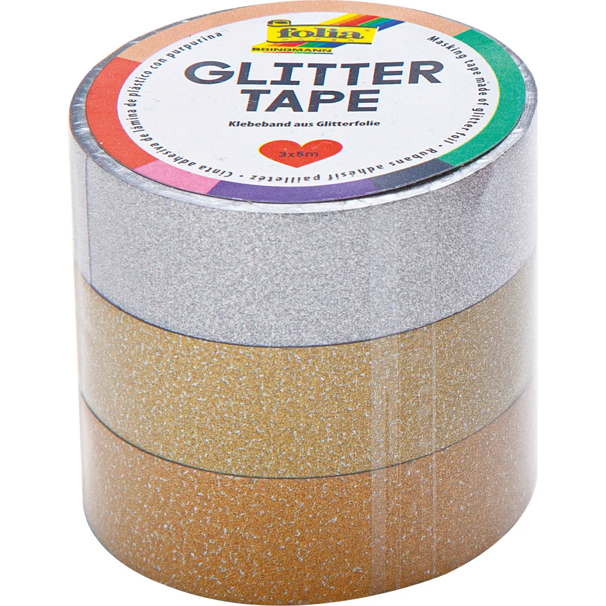 Folia Washi Tape Glitter Gold 3τεμ.