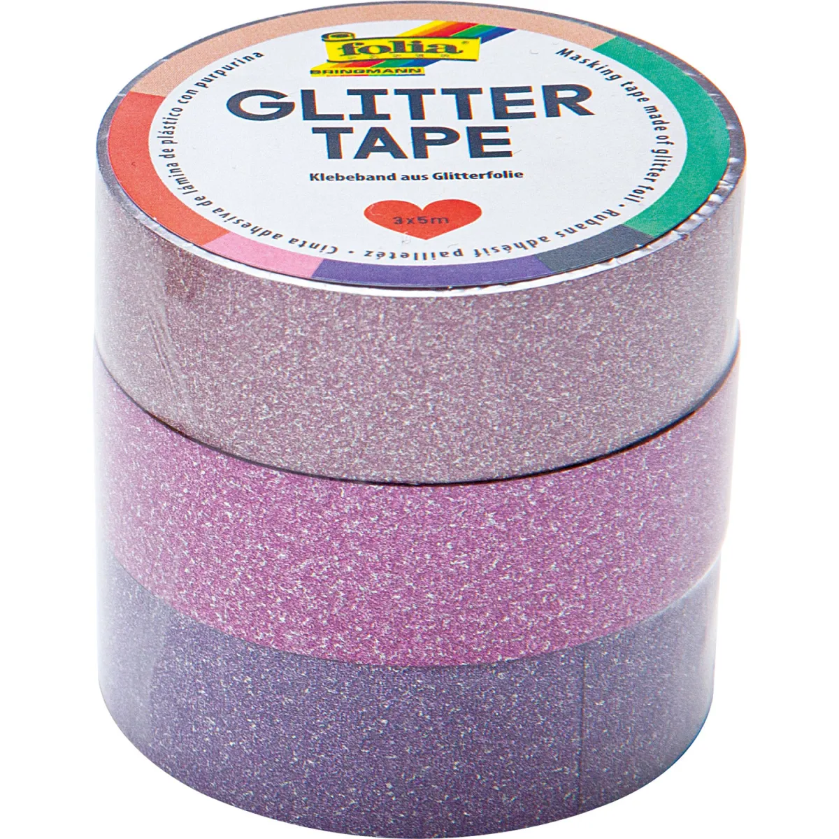 Folia Washi Tape Glitter Pink 3τεμ.