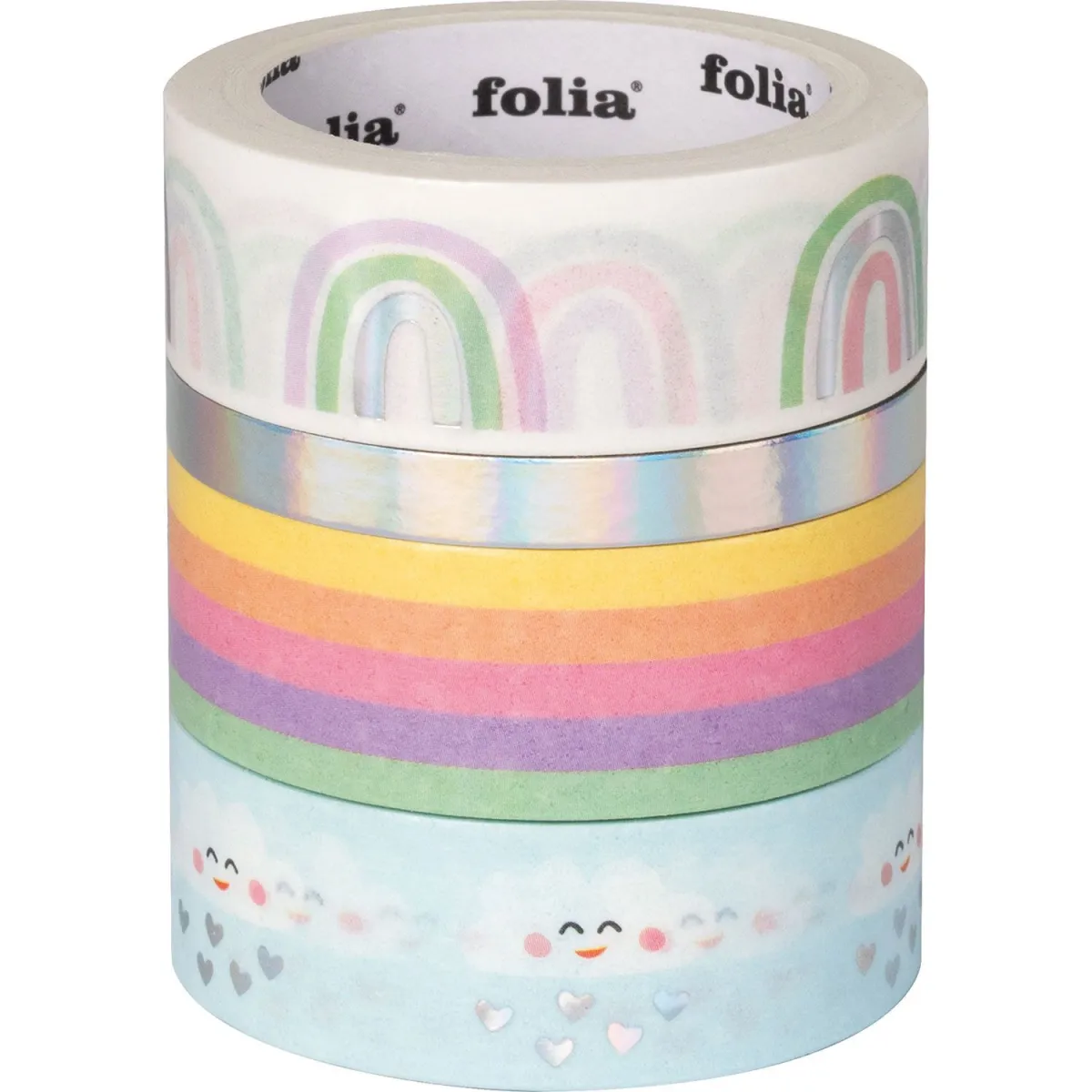 Folia Washi Tape Rainbow Clouds 4τεμ.
