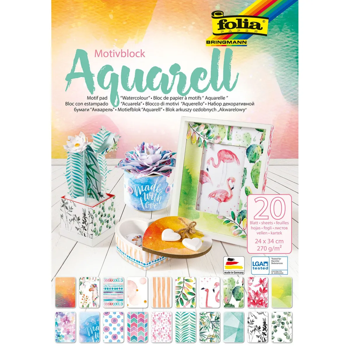 Folia Χαρτόνια Watercolour 20Φύλλα