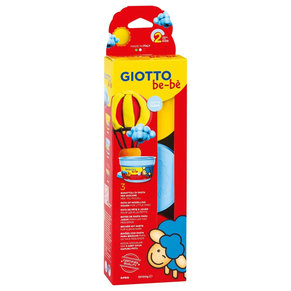 Giotto Πλαστοζυμαράκια Be-Be 3x100gr, Κίτρινο-Μπλε-Κόκκινο