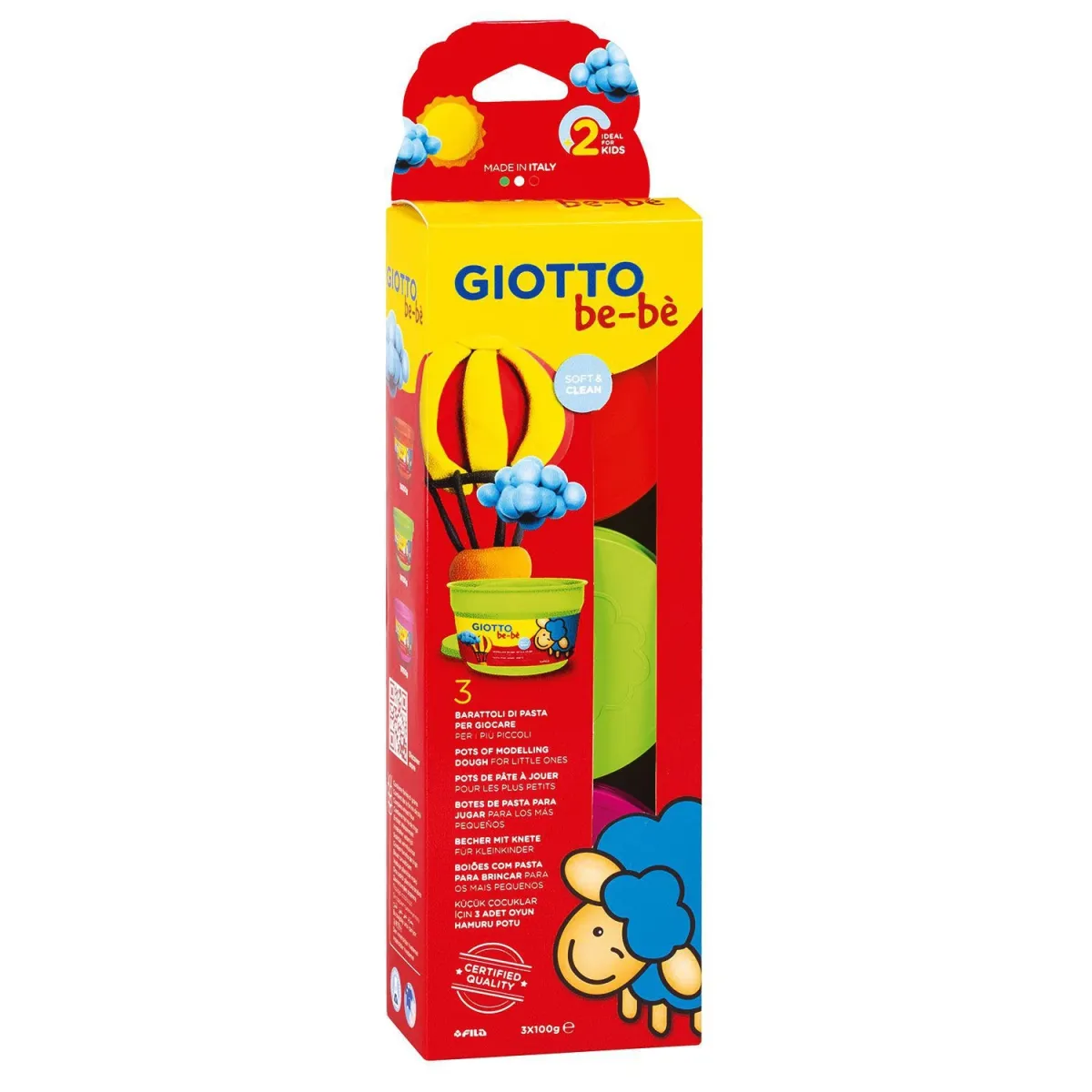 Giotto Πλαστοζυμαράκια Be-Be 3x100gr, Πορτοκαλί-Ροζ-Πράσινο