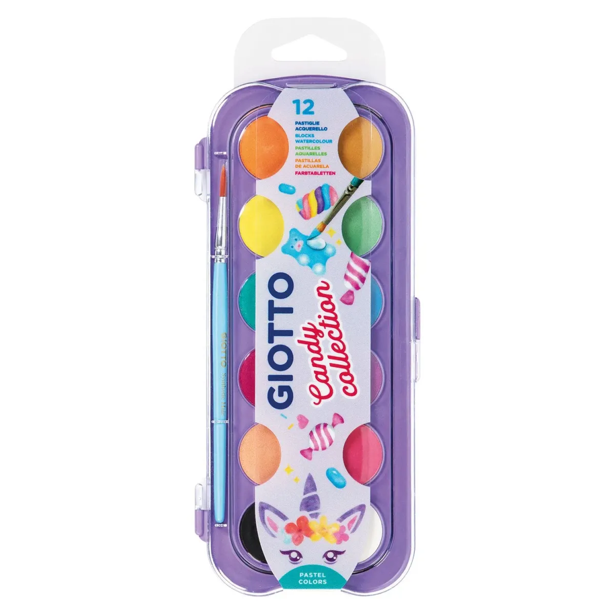 Giotto Νερομπογιές Candy 12τεμ. και Πινέλο