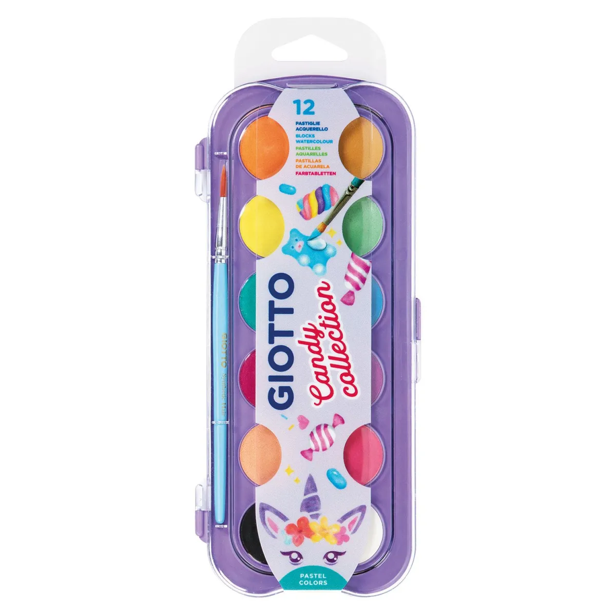 Giotto Νερομπογιές Candy 12τεμ. και Πινέλο
