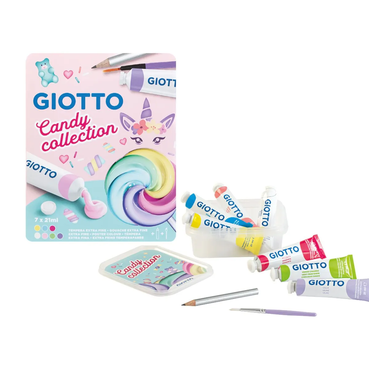 Giotto Τέμπερες Candy Collection 7x21ml & 2 Accessories