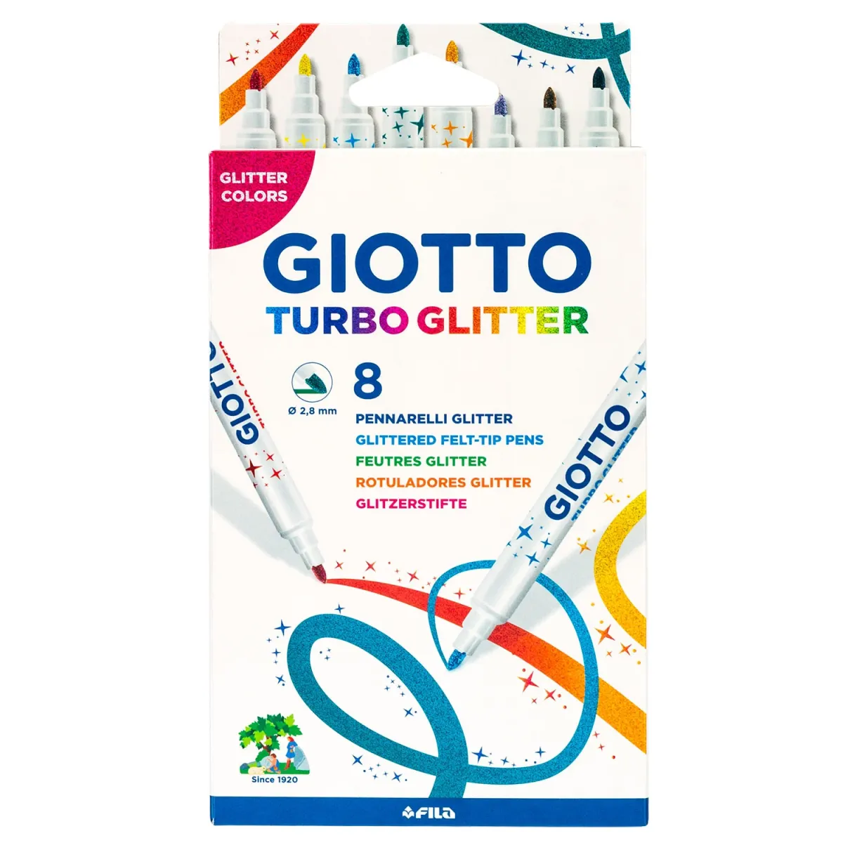 Giotto Μαρκαδόροι Ζωγραφικής Λεπτοί Turbo Glitter 8τεμ.
