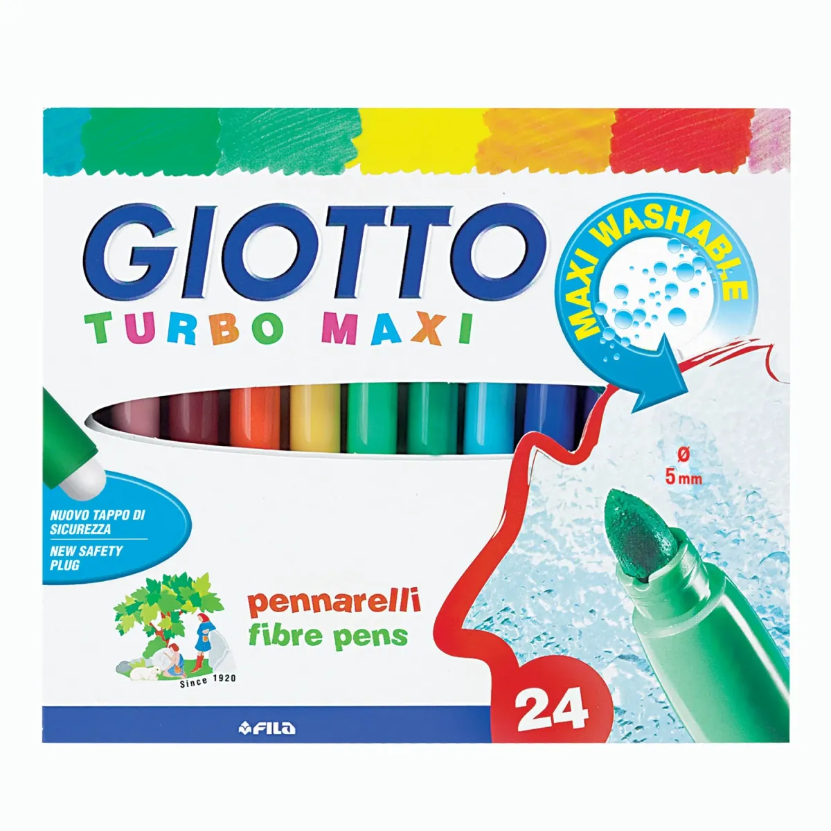 Giotto Μαρκαδόροι Ζωγραφικής Turbo Maxi Superwashable 24τεμ.