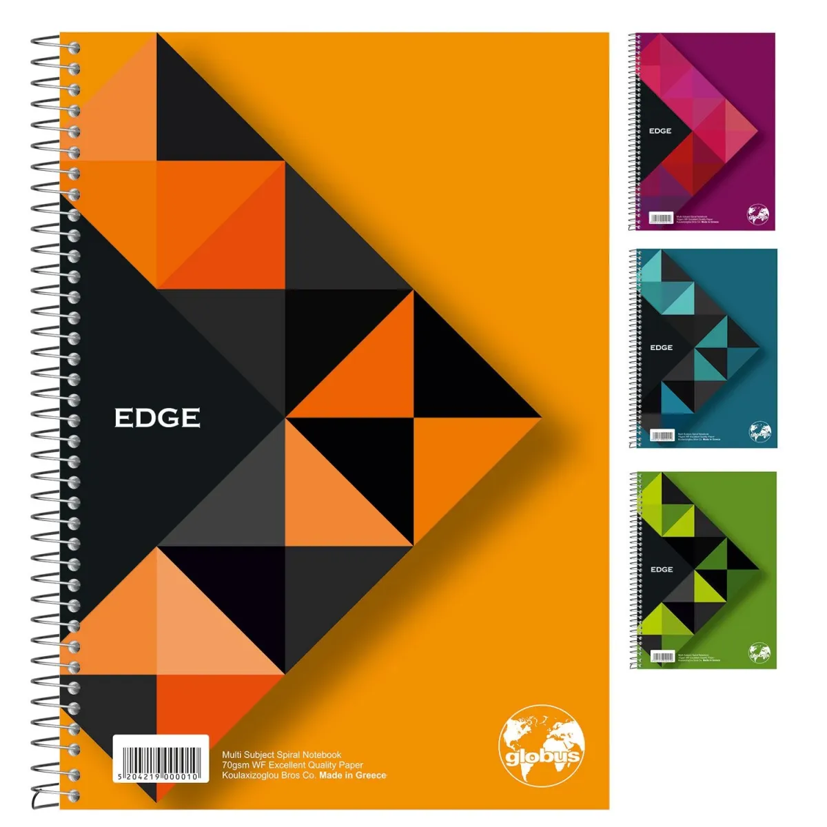 Globus Τετράδιο Σπιράλ Ριγέ 17x25cm 3 Θεμάτων Edge 90 Φύλλα