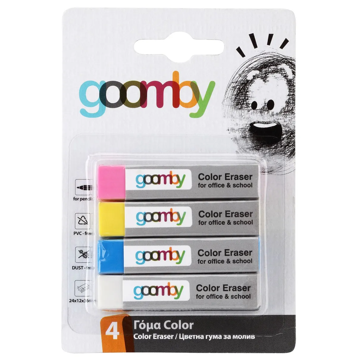 Goomby Γόμα για Μολύβι Color 4τεμ.