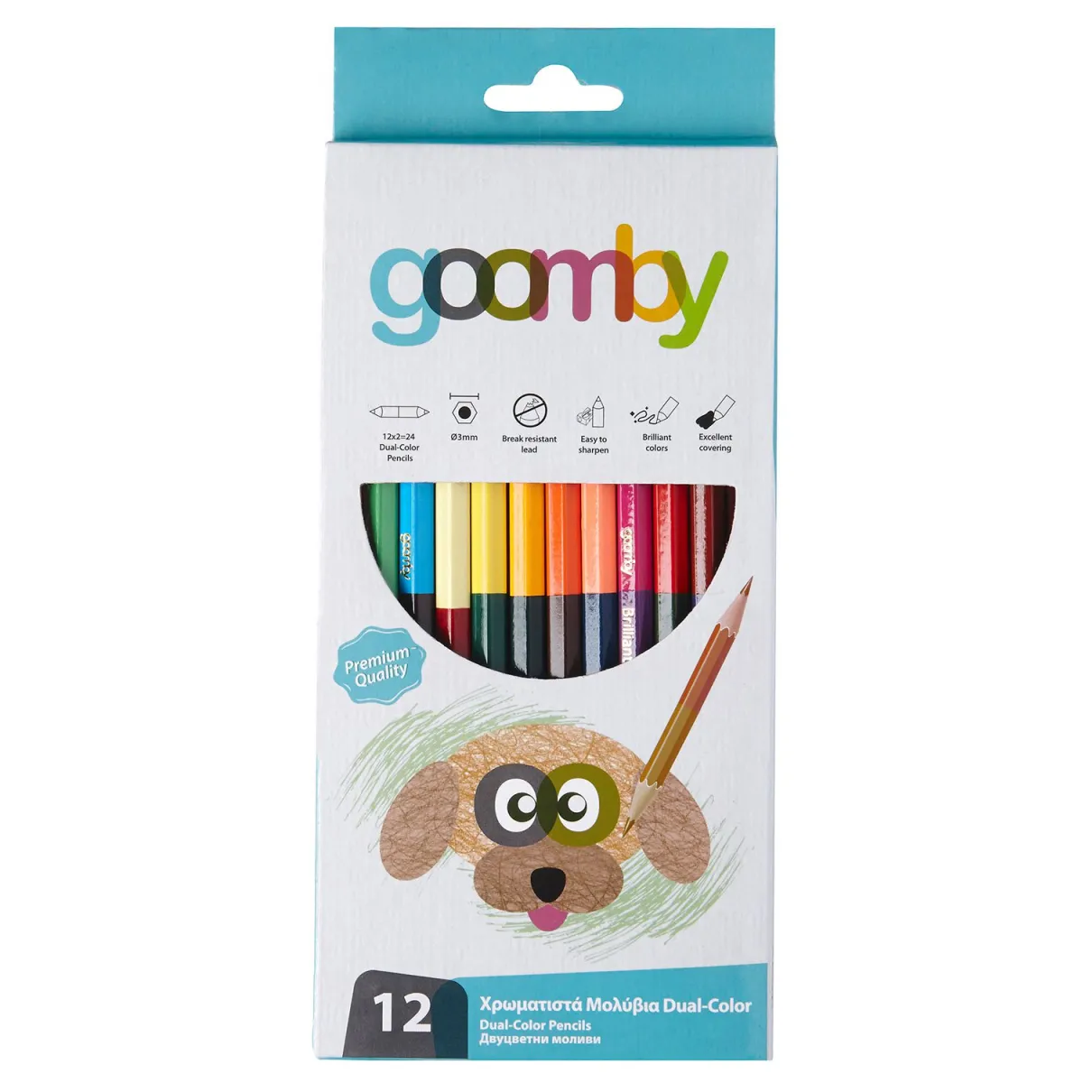 Goomby Ξυλομπογιές Dual Color με Διπλή Μύτη 12τεμ.